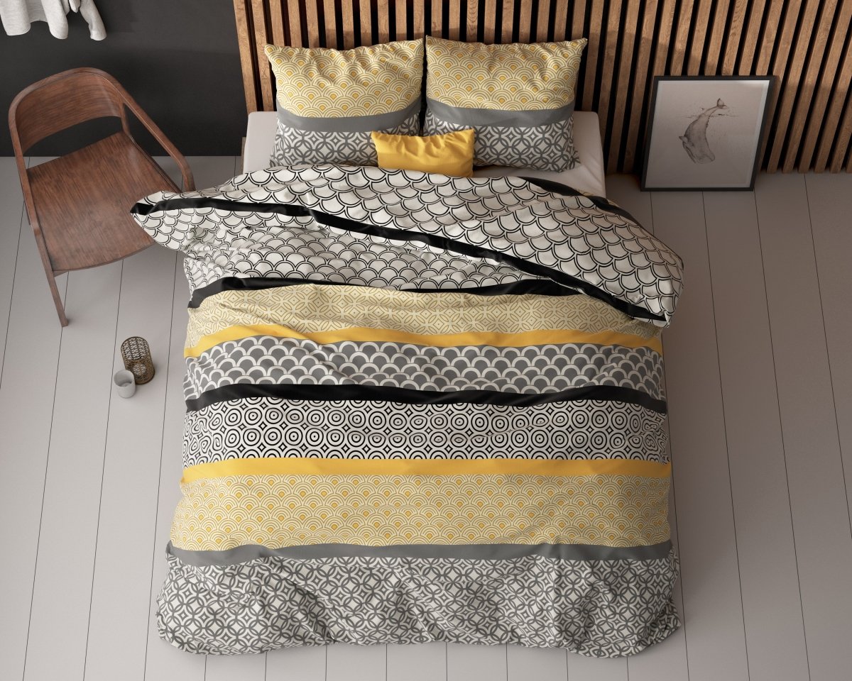 Polycotton Duvet Cover Set Chezka | Grey | Single - 140cm (W) x 220cm (L) - The Bedding & Blankets Store