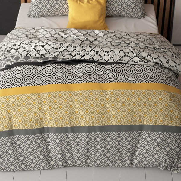 Polycotton Duvet Cover Set Chezka | Grey | Single - 140cm (W) x 220cm (L) - The Bedding & Blankets Store