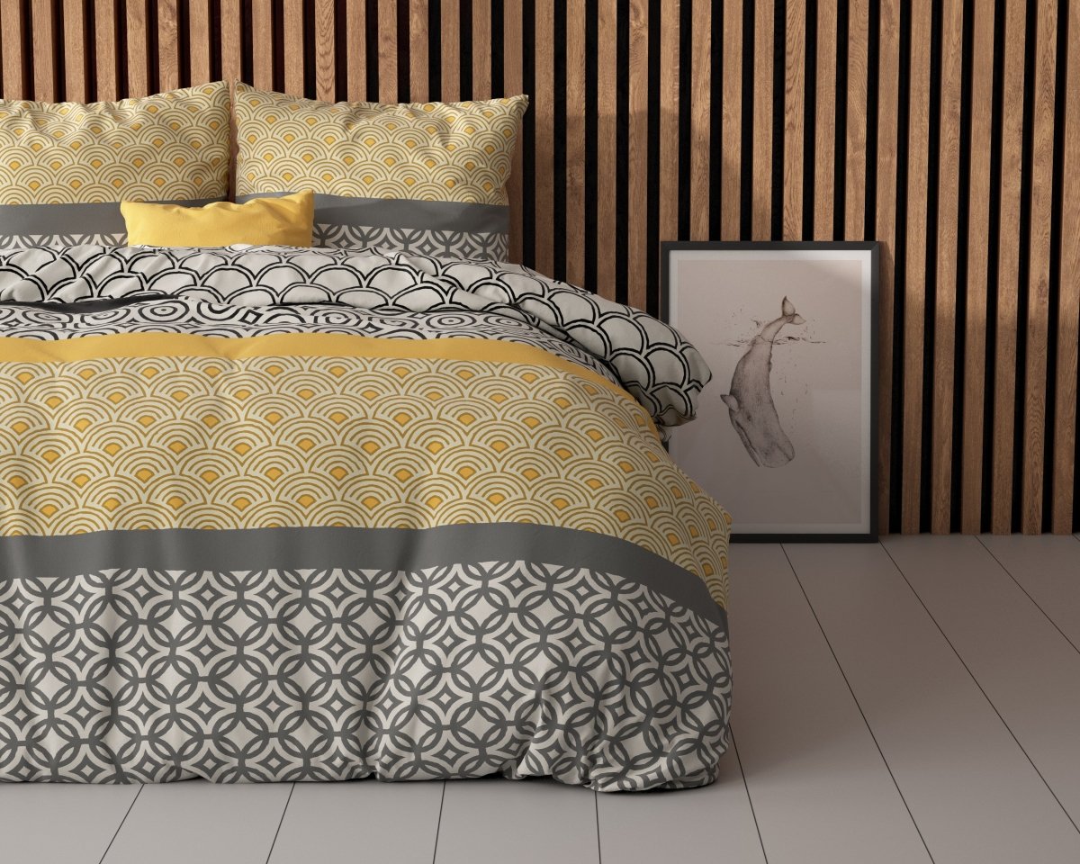 Polycotton Duvet Cover Set Chezka | Grey | Single - 140cm (W) x 220cm (L) - The Bedding & Blankets Store