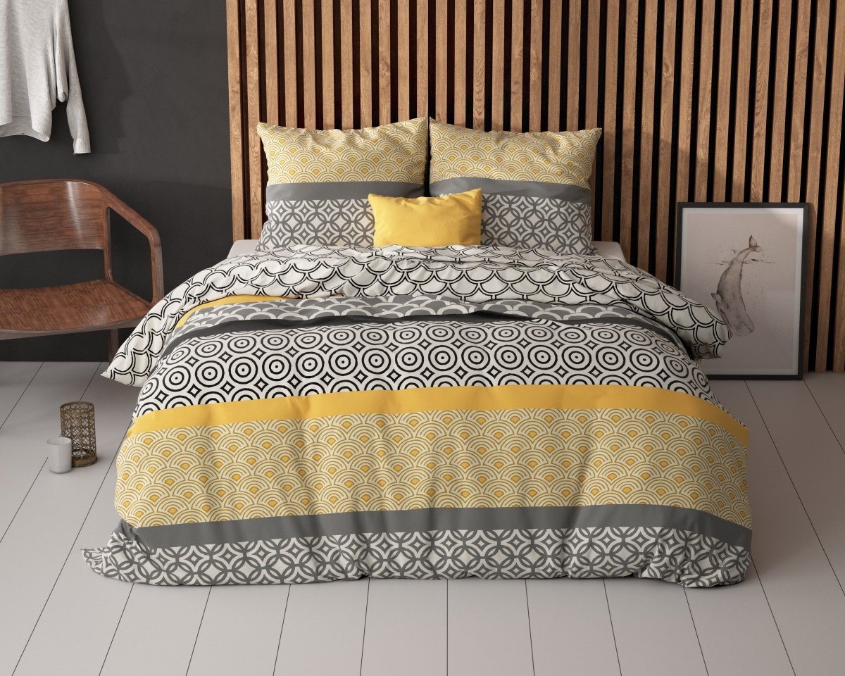 Polycotton Duvet Cover Set Chezka | Grey | Single - 140cm (W) x 220cm (L) - The Bedding & Blankets Store