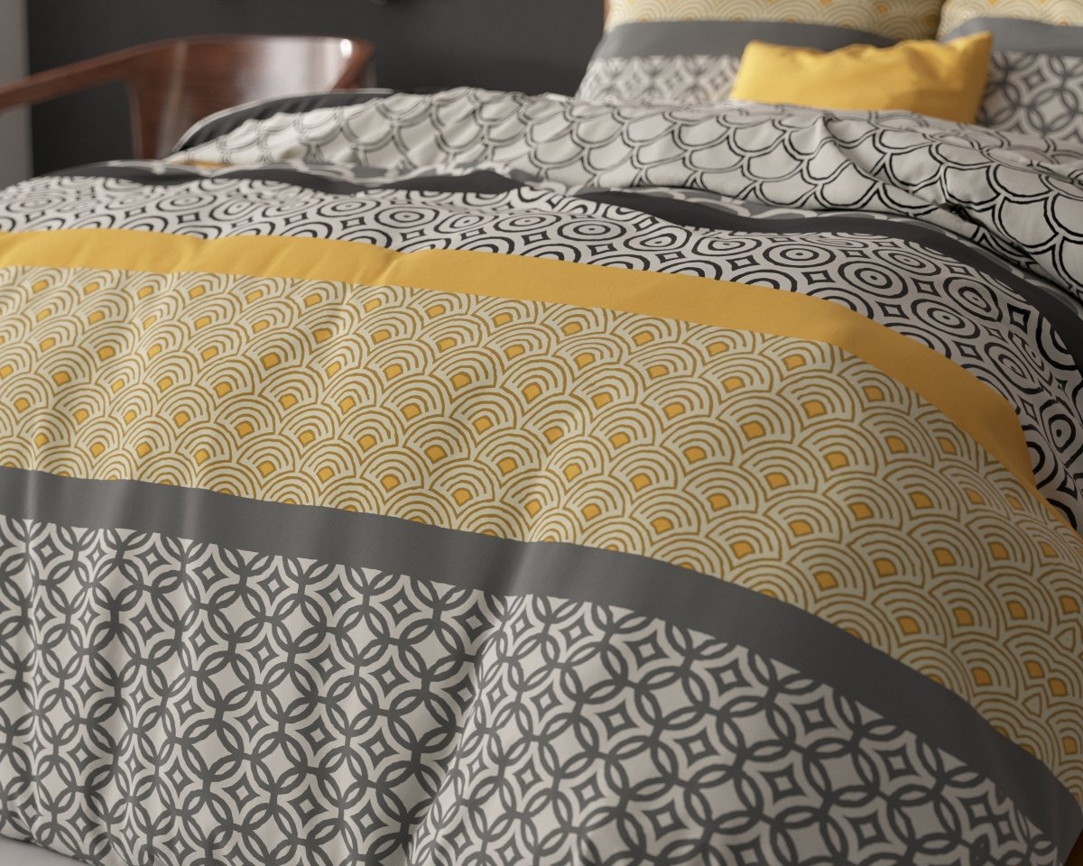 Polycotton Duvet Cover Set Chezka | Grey | Single - 140cm (W) x 220cm (L) - The Bedding & Blankets Store