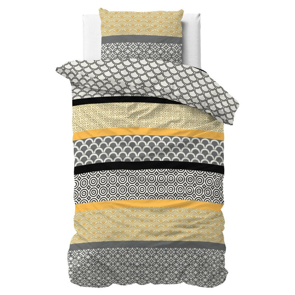 Polycotton Duvet Cover Set Chezka | Grey | Single - 140cm (W) x 220cm (L) - The Bedding & Blankets Store