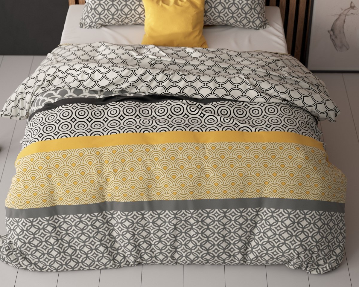 Polycotton Duvet Cover Set Chezka | Grey | Single - 140cm (W) x 220cm (L) - The Bedding & Blankets Store