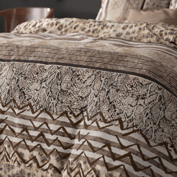 Polycotton Duvet Cover Set Cozy Panther | Brown | Single - 140cm (W) x 220cm (L) - The Bedding & Blankets Store