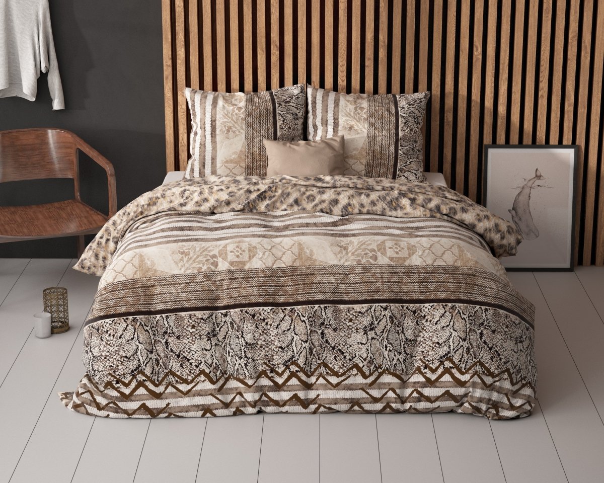 Polycotton Duvet Cover Set Cozy Panther | Brown | Single - 140cm (W) x 220cm (L) - The Bedding & Blankets Store