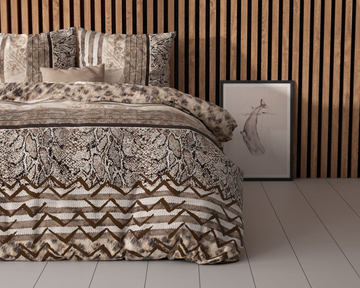 Polycotton Duvet Cover Set Cozy Panther | Brown | Single - 140cm (W) x 220cm (L) - The Bedding & Blankets Store