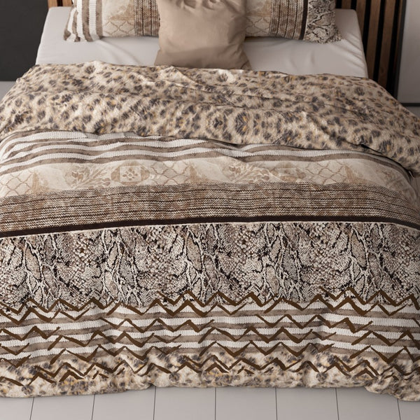 Polycotton Duvet Cover Set Cozy Panther | Brown | Single - 140cm (W) x 220cm (L) - The Bedding & Blankets Store
