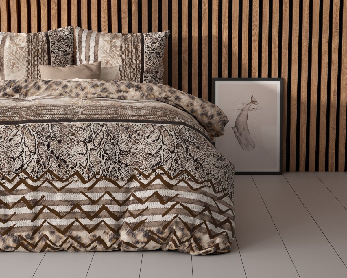 Polycotton Duvet Cover Set Cozy Panther | Brown | Single - 140cm (W) x 220cm (L) - The Bedding & Blankets Store