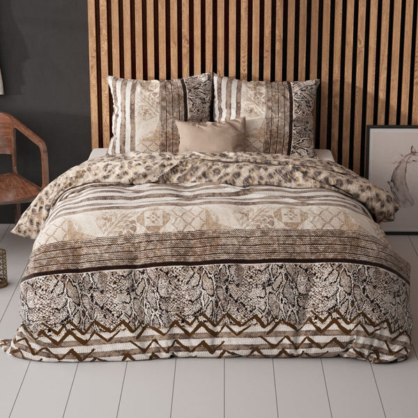Polycotton Duvet Cover Set Cozy Panther | Brown | Single - 140cm (W) x 220cm (L) - The Bedding & Blankets Store