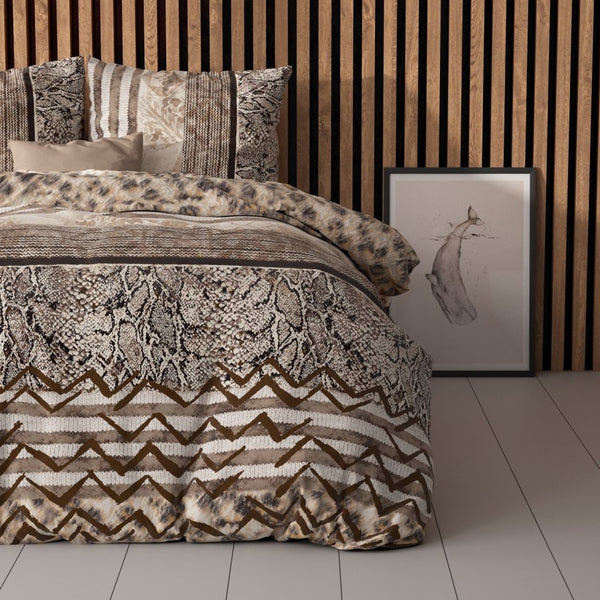 Polycotton Duvet Cover Set Cozy Panther | Brown | Single - 140cm (W) x 220cm (L) - The Bedding & Blankets Store