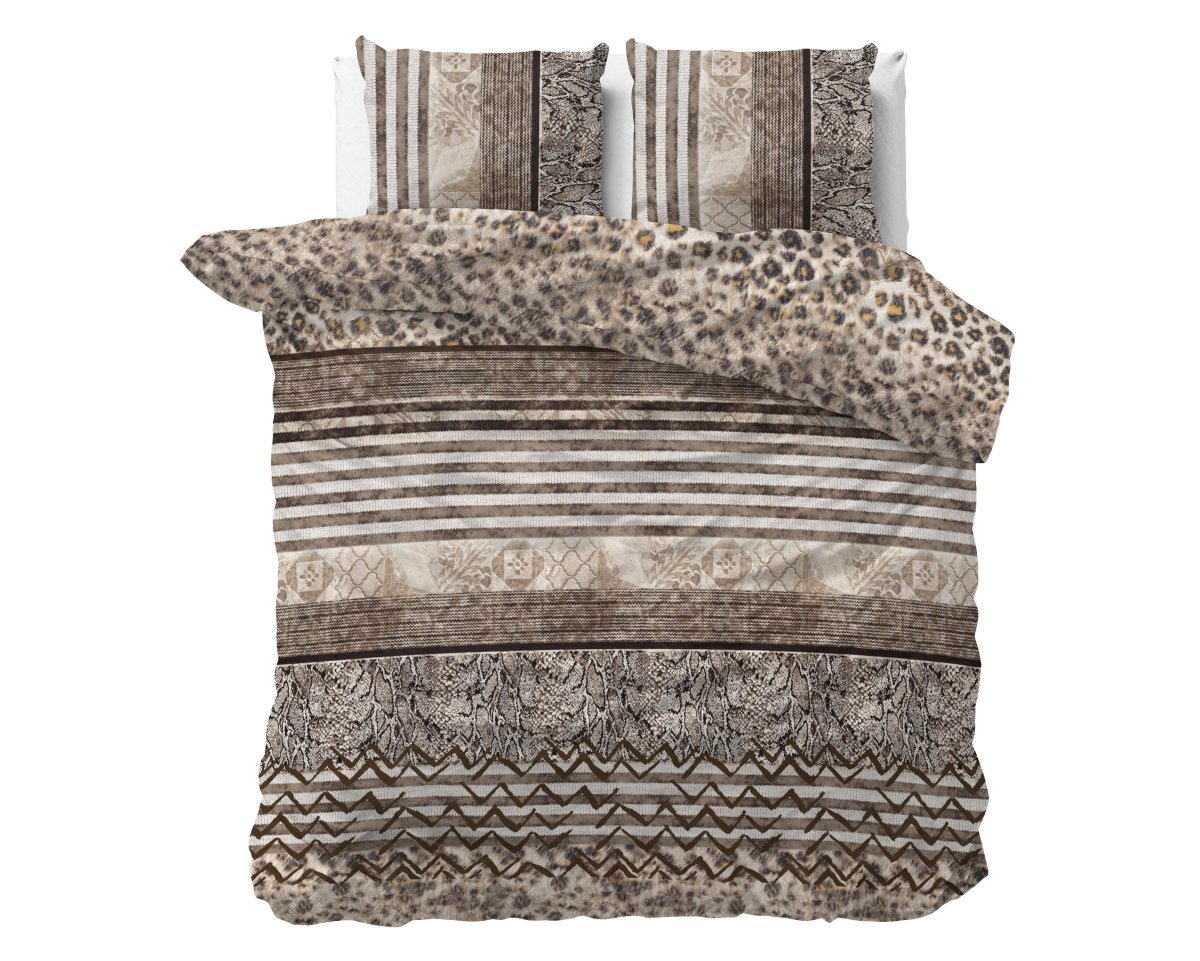 Polycotton Duvet Cover Set Cozy Panther | Brown | Single - 140cm (W) x 220cm (L) - The Bedding & Blankets Store