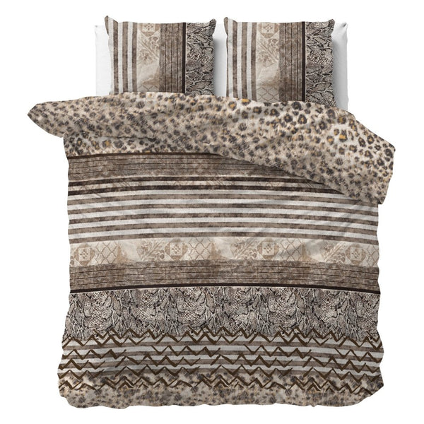 Polycotton Duvet Cover Set Cozy Panther | Brown | Single - 140cm (W) x 220cm (L) - The Bedding & Blankets Store