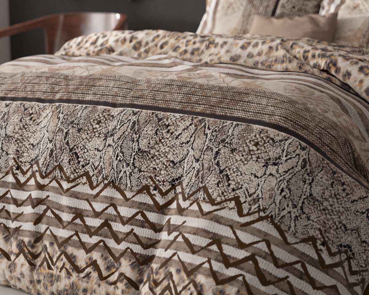 Polycotton Duvet Cover Set Cozy Panther | Brown | Single - 140cm (W) x 220cm (L) - The Bedding & Blankets Store