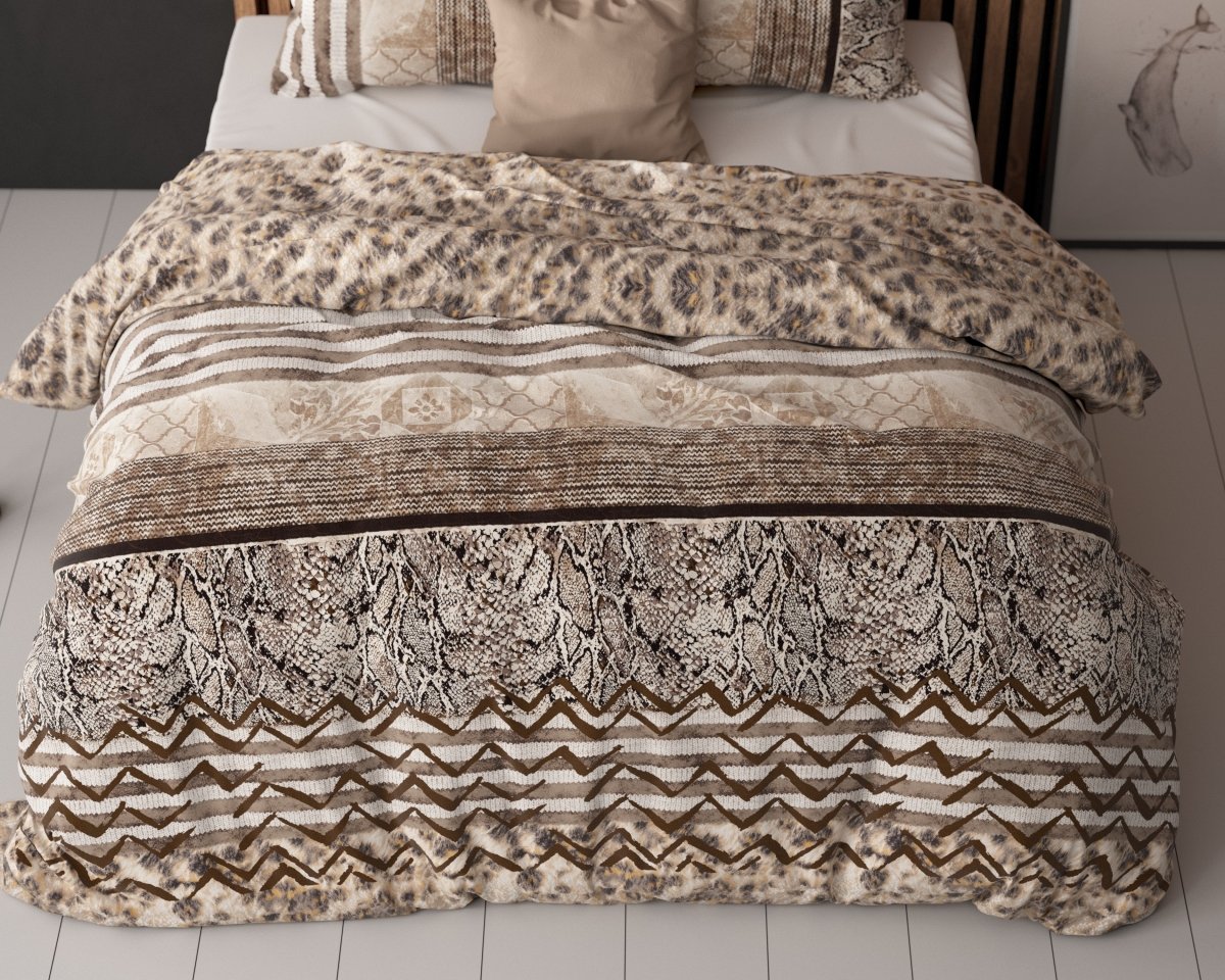 Polycotton Duvet Cover Set Cozy Panther | Brown | Single - 140cm (W) x 220cm (L) - The Bedding & Blankets Store