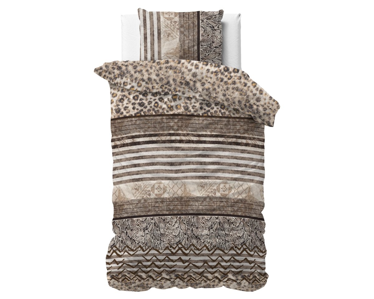 Polycotton Duvet Cover Set Cozy Panther | Brown | Single - 140cm (W) x 220cm (L) - The Bedding & Blankets Store