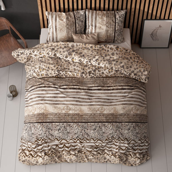 Polycotton Duvet Cover Set Cozy Panther | Brown | Single - 140cm (W) x 220cm (L) - The Bedding & Blankets Store