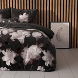 Polycotton Duvet Cover Set Dark Flower | Black | Single - 140cm (W) x 220cm (L) - The Bedding & Blankets Store