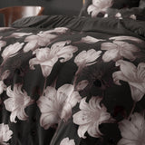 Polycotton Duvet Cover Set Dark Flower | Black | Single - 140cm (W) x 220cm (L) - The Bedding & Blankets Store