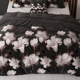 Polycotton Duvet Cover Set Dark Flower | Black | Single - 140cm (W) x 220cm (L) - The Bedding & Blankets Store