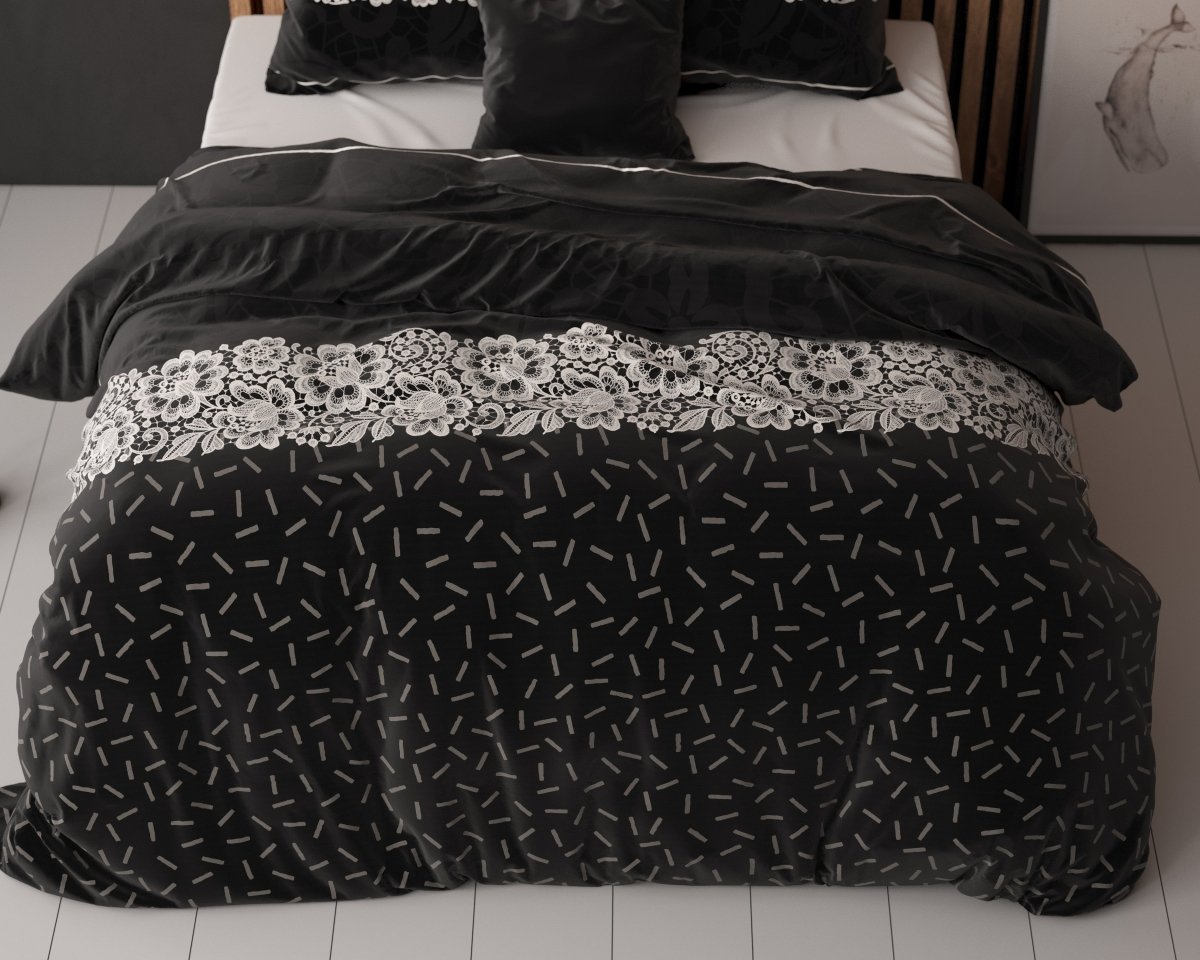 Polycotton Duvet Cover Set Dervio | Anthracite | Single - 140cm (W) x 220cm (L) - The Bedding & Blankets Store