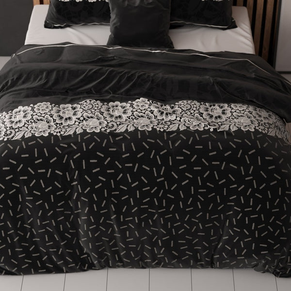 Polycotton Duvet Cover Set Dervio | Anthracite | Single - 140cm (W) x 220cm (L) - The Bedding & Blankets Store