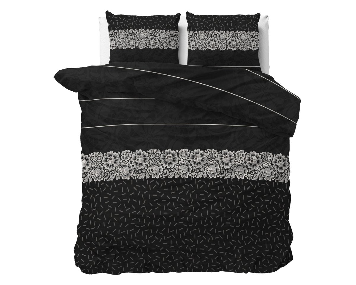 Polycotton Duvet Cover Set Dervio | Anthracite | Single - 140cm (W) x 220cm (L) - The Bedding & Blankets Store