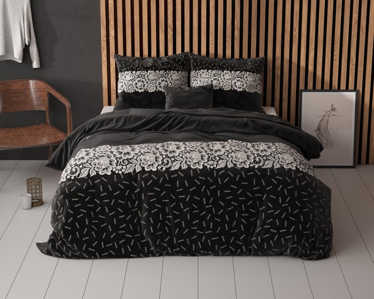 Polycotton Duvet Cover Set Dervio | Anthracite | Single - 140cm (W) x 220cm (L) - The Bedding & Blankets Store