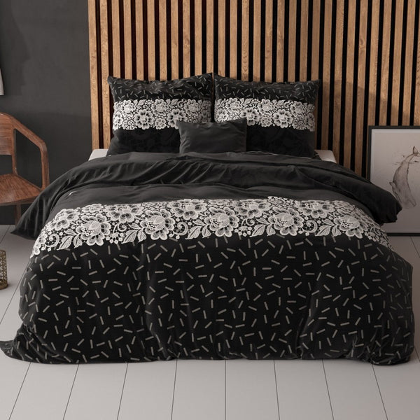 Polycotton Duvet Cover Set Dervio | Anthracite | Single - 140cm (W) x 220cm (L) - The Bedding & Blankets Store
