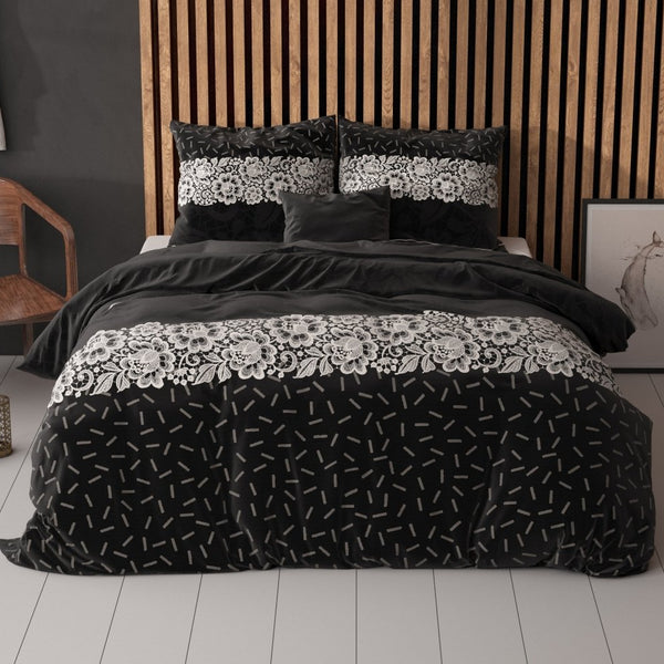 Polycotton Duvet Cover Set Dervio | Anthracite | Single - 140cm (W) x 220cm (L) - The Bedding & Blankets Store