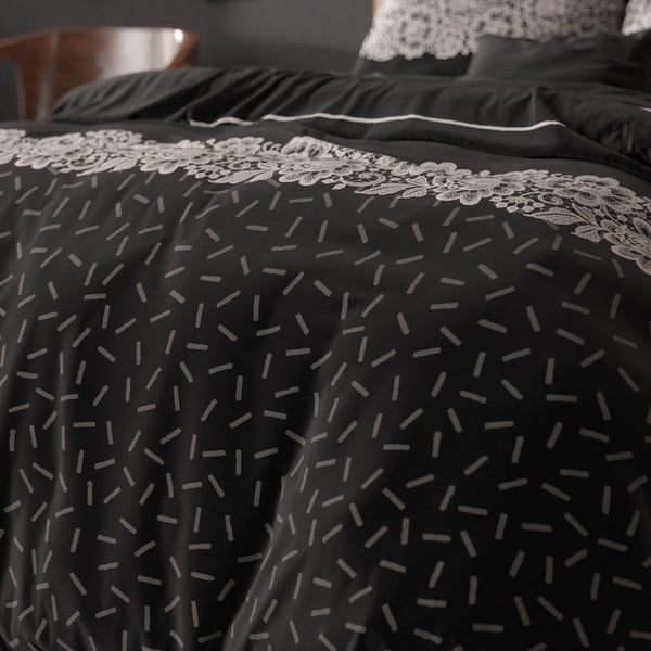 Polycotton Duvet Cover Set Dervio | Anthracite | Single - 140cm (W) x 220cm (L) - The Bedding & Blankets Store