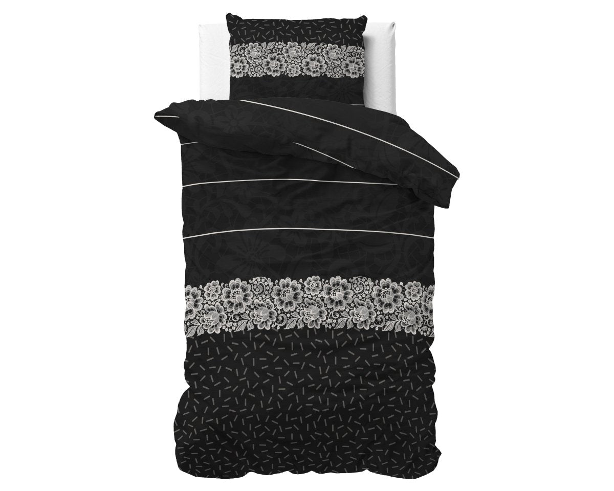 Polycotton Duvet Cover Set Dervio | Anthracite | Single - 140cm (W) x 220cm (L) - The Bedding & Blankets Store