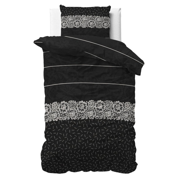 Polycotton Duvet Cover Set Dervio | Anthracite | Single - 140cm (W) x 220cm (L) - The Bedding & Blankets Store