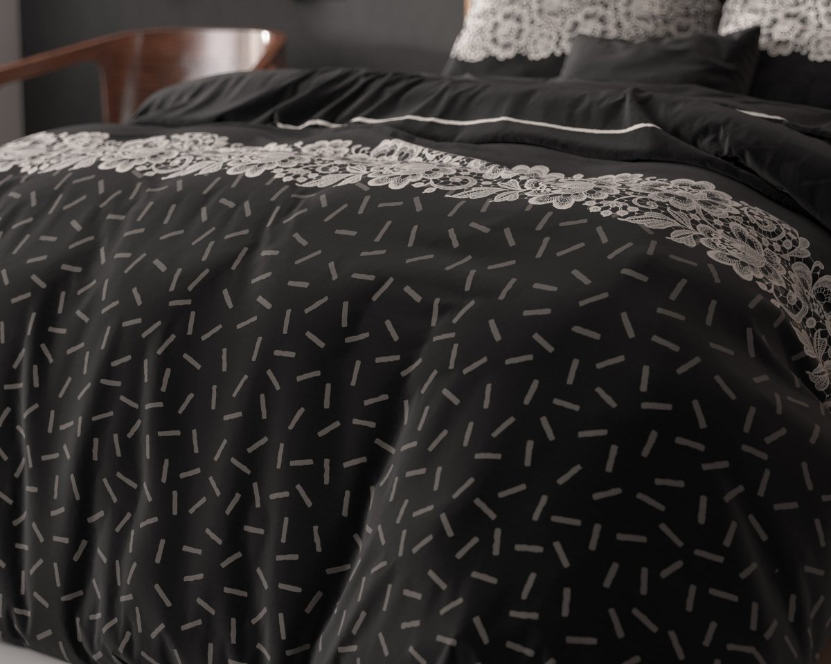 Polycotton Duvet Cover Set Dervio | Anthracite | Single - 140cm (W) x 220cm (L) - The Bedding & Blankets Store