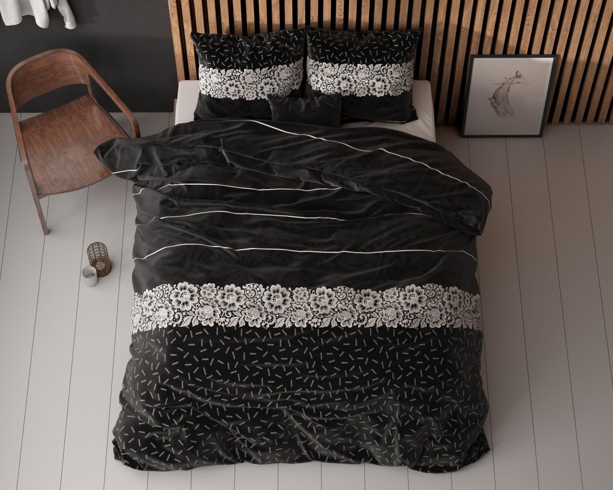 Polycotton Duvet Cover Set Dervio | Anthracite | Single - 140cm (W) x 220cm (L) - The Bedding & Blankets Store