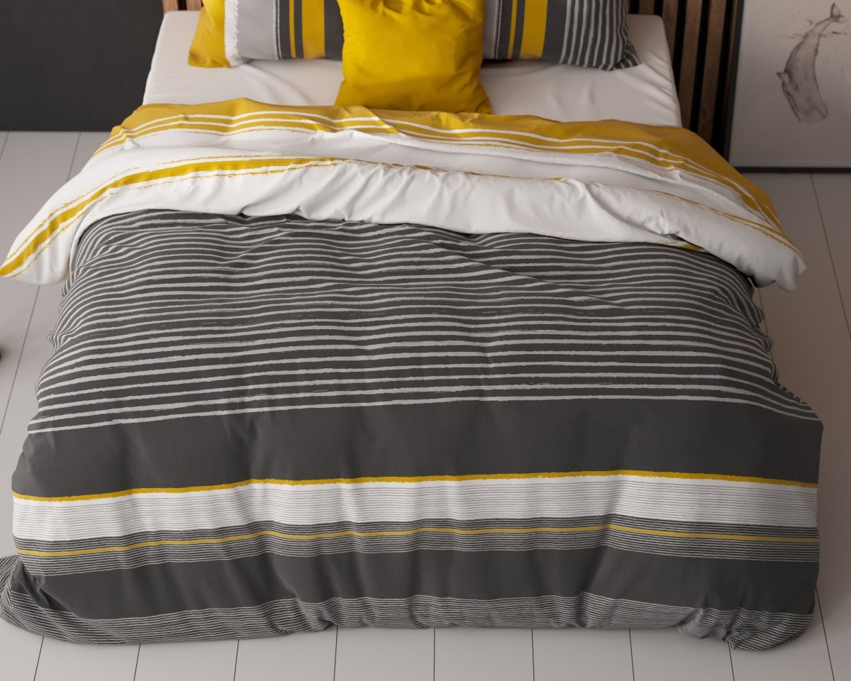 Polycotton Duvet Cover Set Drake | Black | Single - 140cm (W) x 220cm (L) - The Bedding & Blankets Store