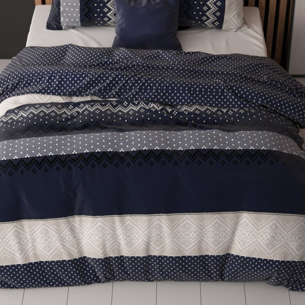 Polycotton Duvet Cover Set Elisabeth | Navy | Single - 140cm (W) x 220cm (L) - The Bedding & Blankets Store