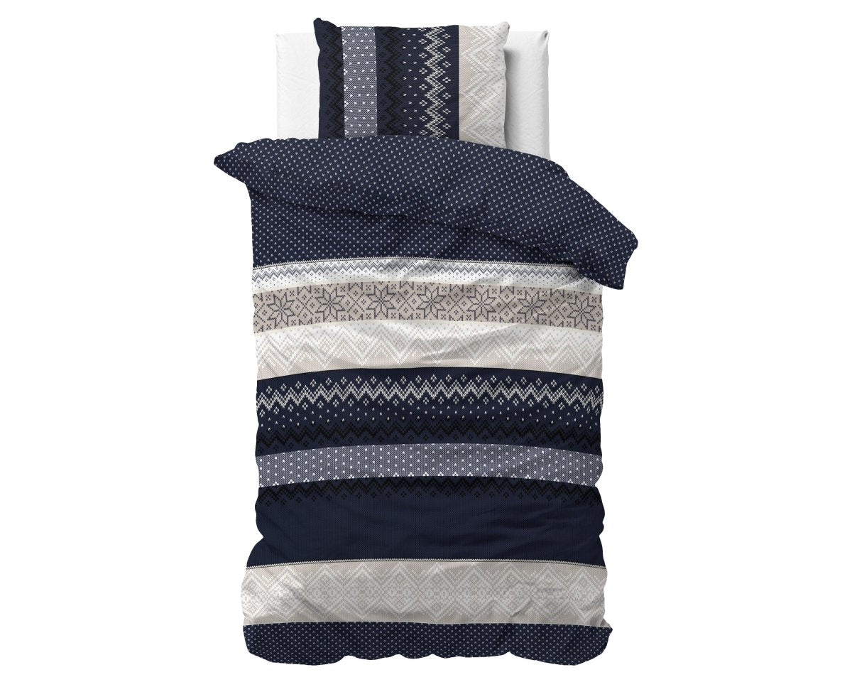 Polycotton Duvet Cover Set Elisabeth | Navy | Single - 140cm (W) x 220cm (L) - The Bedding & Blankets Store