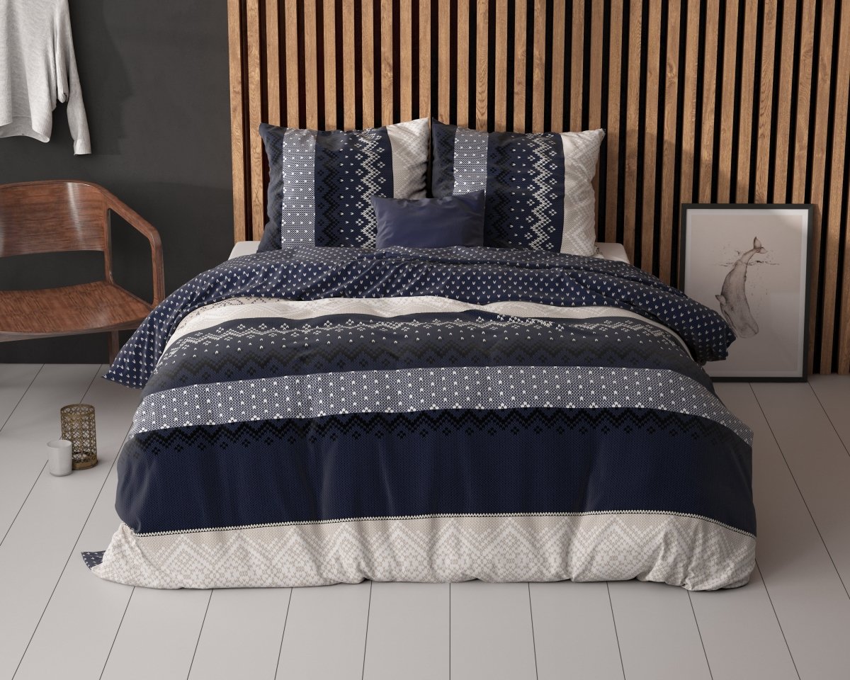 Polycotton Duvet Cover Set Elisabeth | Navy | Single - 140cm (W) x 220cm (L) - The Bedding & Blankets Store
