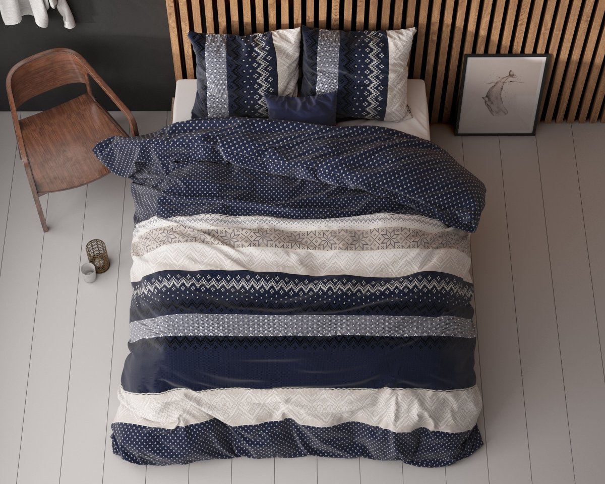 Polycotton Duvet Cover Set Elisabeth | Navy | Single - 140cm (W) x 220cm (L) - The Bedding & Blankets Store