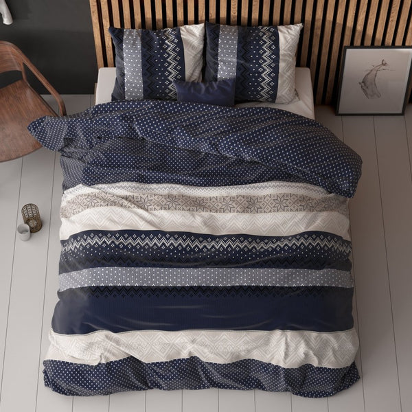 Polycotton Duvet Cover Set Elisabeth | Navy | Single - 140cm (W) x 220cm (L) - The Bedding & Blankets Store