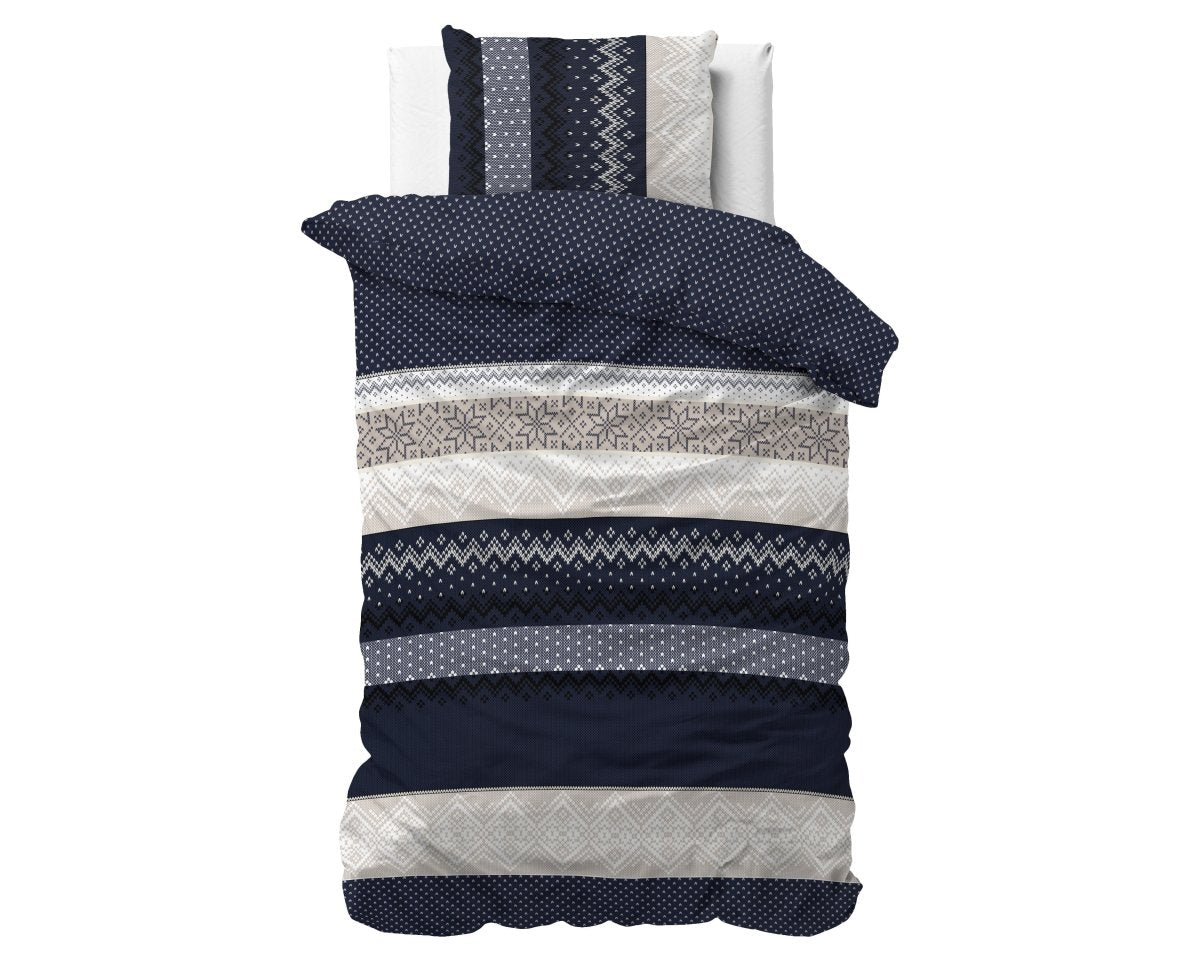 Polycotton Duvet Cover Set Elisabeth | Navy | Single - 140cm (W) x 220cm (L) - The Bedding & Blankets Store