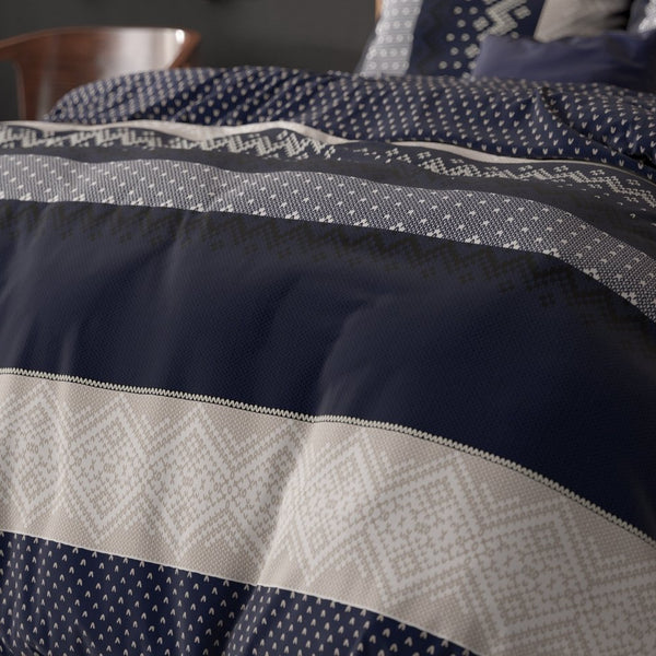 Polycotton Duvet Cover Set Elisabeth | Navy | Single - 140cm (W) x 220cm (L) - The Bedding & Blankets Store