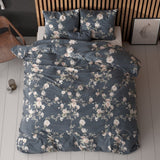 Polycotton Duvet Cover Set Eloise 2 | Indigo | King Long - 240cm (W) x 220cm (L) - The Bedding & Blankets Store