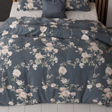 Polycotton Duvet Cover Set Eloise 2 | Indigo | King Long - 240cm (W) x 220cm (L) - The Bedding & Blankets Store