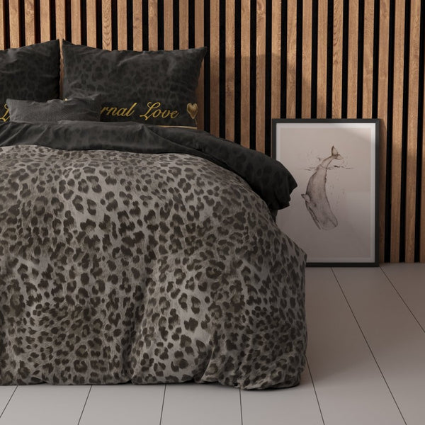 Polycotton Duvet Cover Set Eternal Love | Black | Single - 140cm (W) x 220cm (L) - The Bedding & Blankets Store
