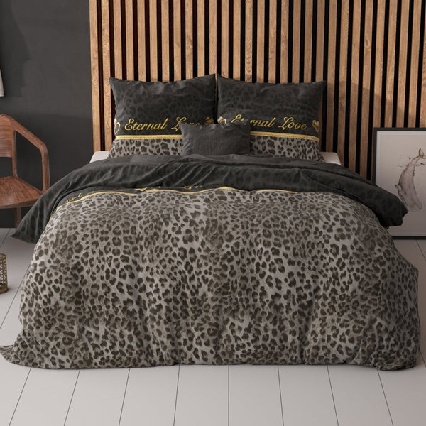 Polycotton Duvet Cover Set Eternal Love | Black | Single - 140cm (W) x 220cm (L) - The Bedding & Blankets Store