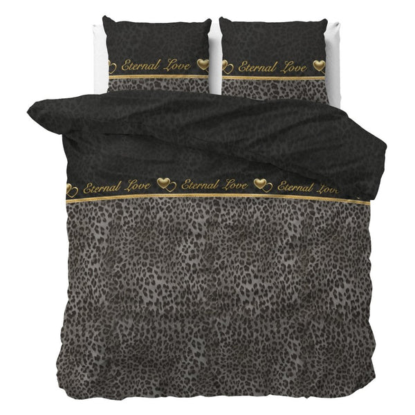 Polycotton Duvet Cover Set Eternal Love | Black | Single - 140cm (W) x 220cm (L) - The Bedding & Blankets Store