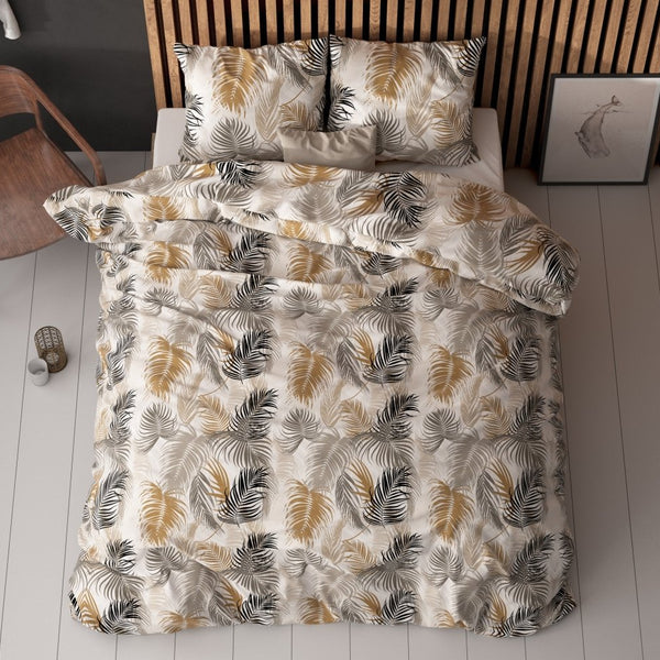 Polycotton Duvet Cover Set Feather District | Sand | Single - 140cm (W) x 220cm (L) - The Bedding & Blankets Store