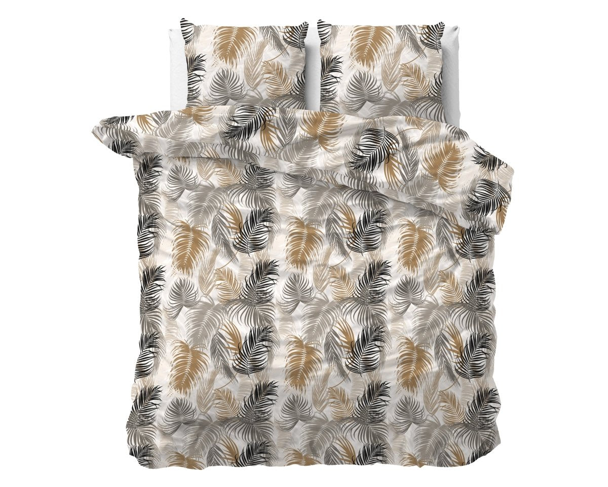 Polycotton Duvet Cover Set Feather District | Sand | Single - 140cm (W) x 220cm (L) - The Bedding & Blankets Store