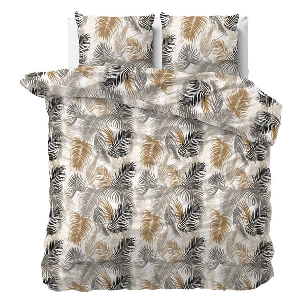 Polycotton Duvet Cover Set Feather District | Sand | Single - 140cm (W) x 220cm (L) - The Bedding & Blankets Store